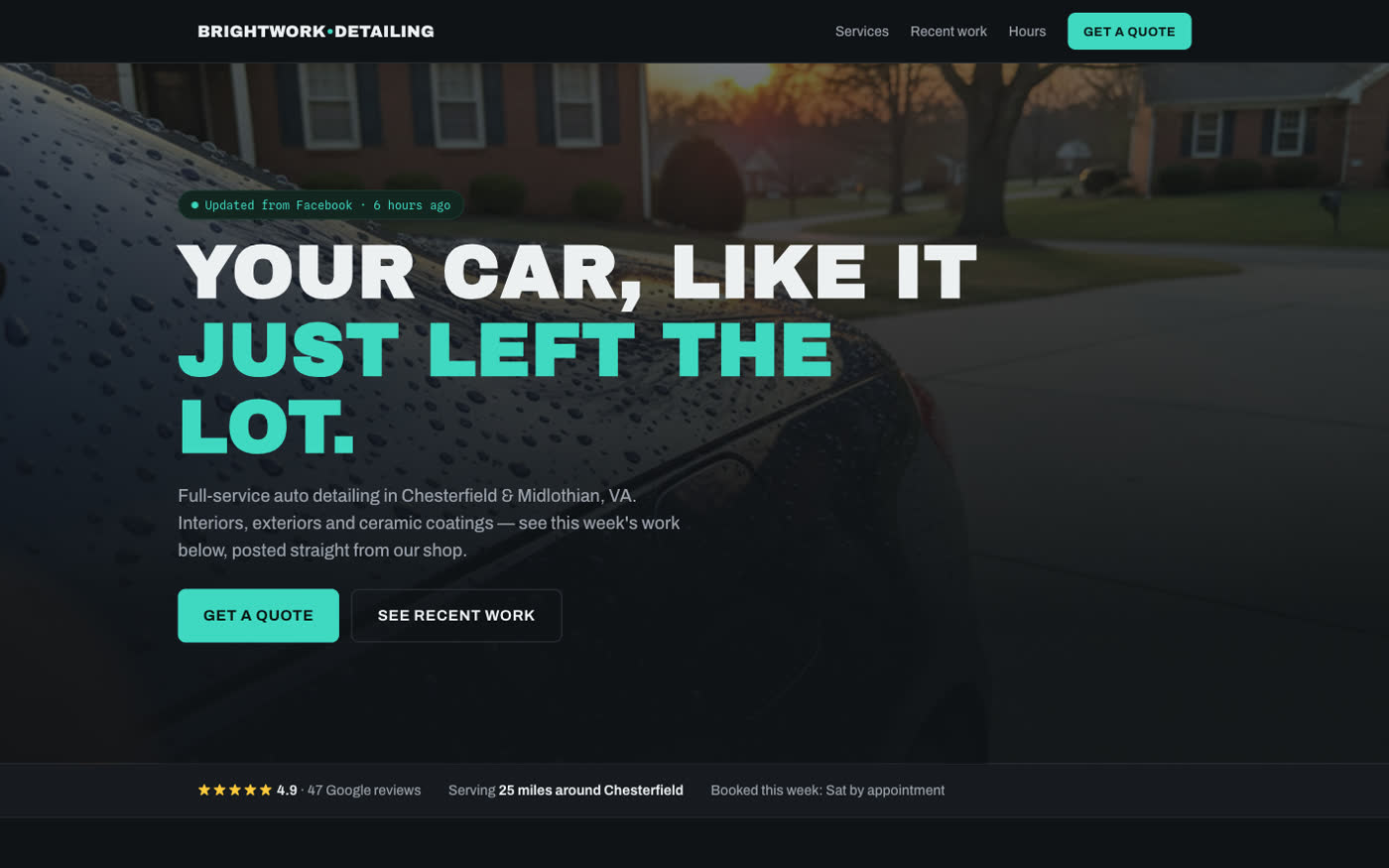 Brightwork Detailing demo site on a laptop