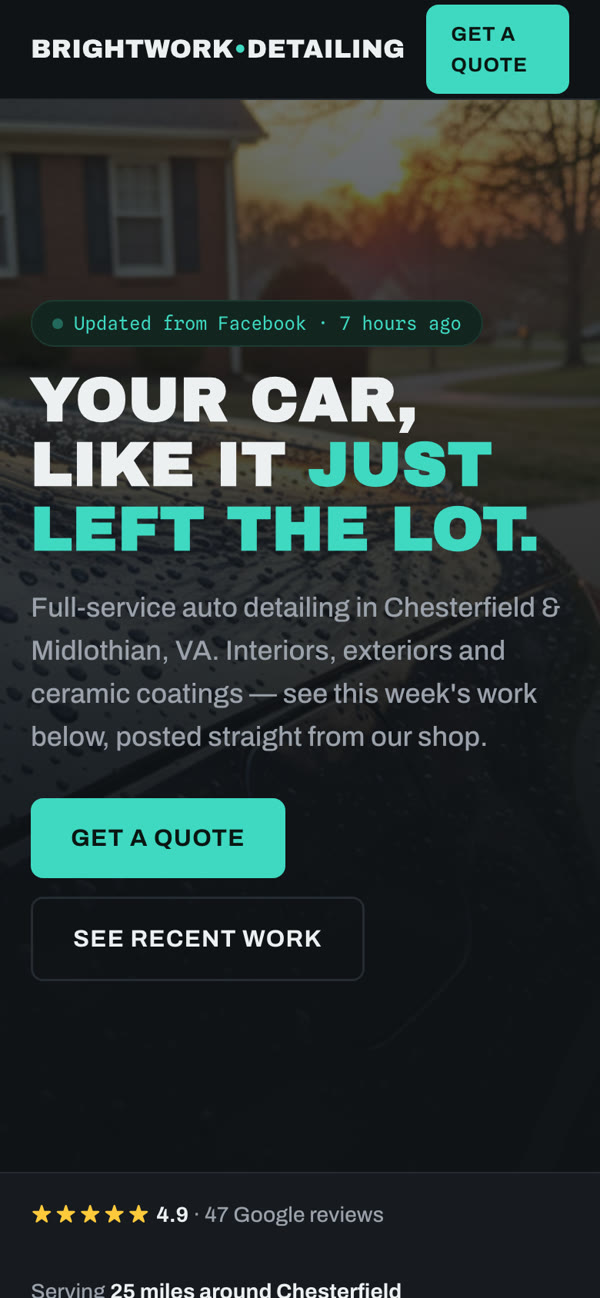 The same site on a phone